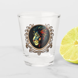 Gestileerd Leeuwenkopportret in Mandala Frame Shot Glas