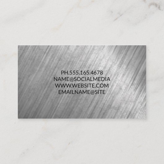 Gestileerd Leeuwenlogo | Metaal Textuur Achtergron Visitekaartje (Achterkant)