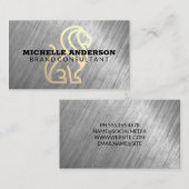 Gestileerd Leeuwenlogo | Metaal Textuur Achtergron Visitekaartje (Voorkant / Achterkant)