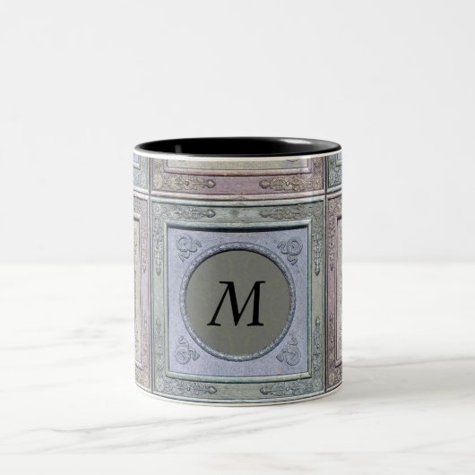 gestileerd Lijst Damask Monogrammed Mok 3 (Center)