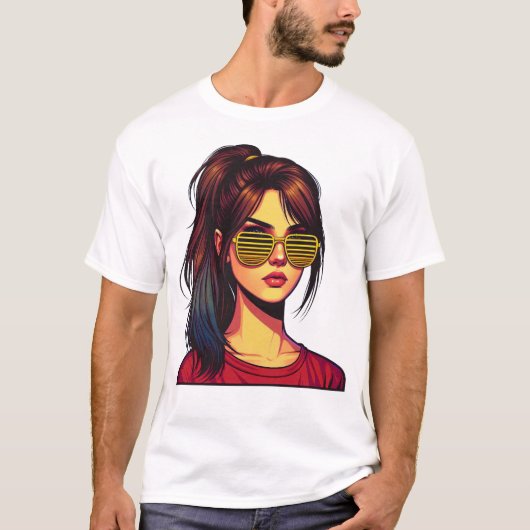 Gestileerd Meisjesportret T-shirt (Voorkant)