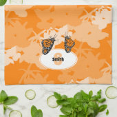 Gestileerd paar monarchvlinders naam oranje theedoek (Gevouwen)