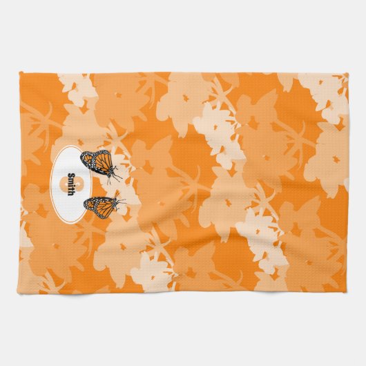 Gestileerd paar monarchvlinders naam oranje theedoek (Horizontaal)