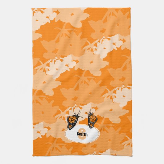 Gestileerd paar monarchvlinders naam oranje theedoek (Verticaal)