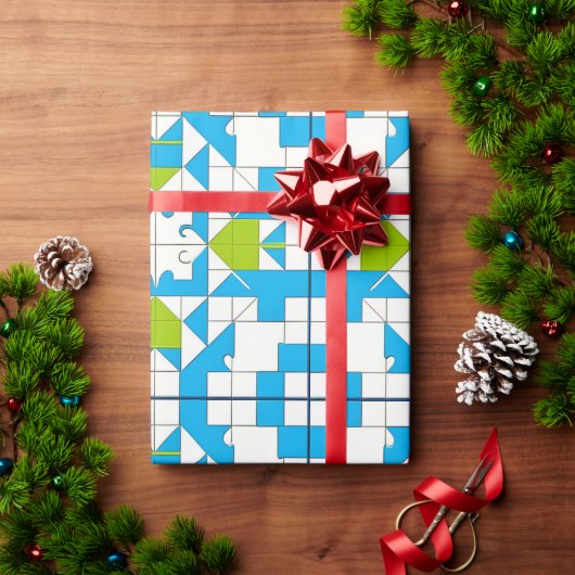Gestileerd patroon van puzzelstukken cadeaupapier (Feestdagen Geschenken)