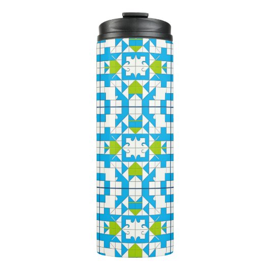 Gestileerd patroon van puzzelstukken thermosbeker (Voorkant)