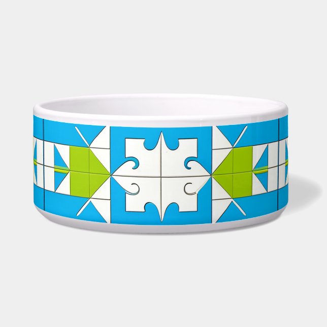 Gestileerd patroon van puzzelstukken voerbakje (Voorkant)