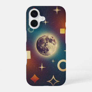 Gestileerd Retro Maanontwerp iPhone 16 Hoesje