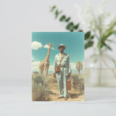 Gestileerd Safari Portret Giraffe Woestijn Landsch Briefkaart (Staand voorkant)