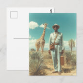 Gestileerd Safari Portret Giraffe Woestijn Landsch Briefkaart (Voorkant / Achterkant)