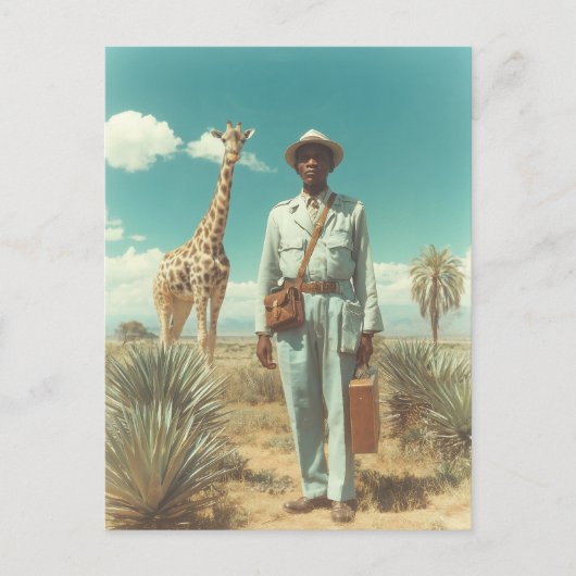 Gestileerd Safari Portret Giraffe Woestijn Landsch Briefkaart (Voorkant)