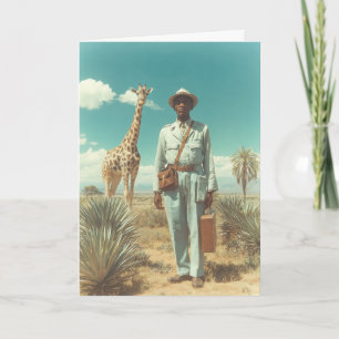 Gestileerd Safari Portret Giraffe Woestijn Landsch Kaart