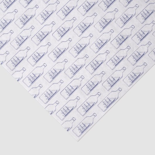  gestileerd schip in een flessenblauw tissuepapier (Detail)