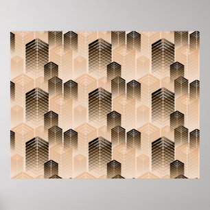 gestileerd stedelijk landschap naadloos patroon in poster