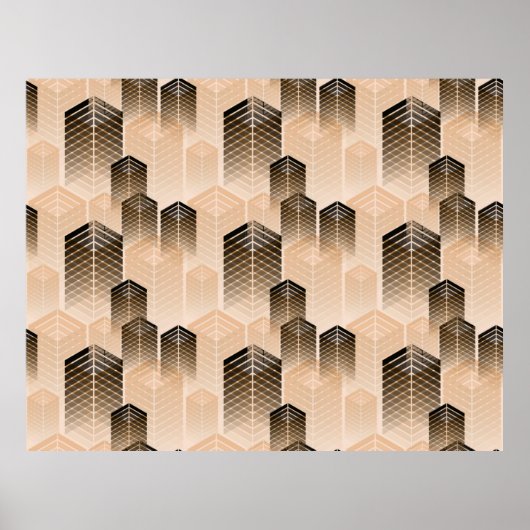 gestileerd stedelijk landschap naadloos patroon in poster (Voorkant)