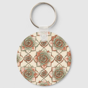Gestileerd Succulent Roos Patroon Roze Salie Sleutelhanger