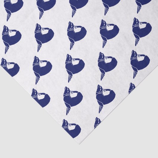  gestileerd Zee Lion Silhouette Blue Tissuepapier (Detail)