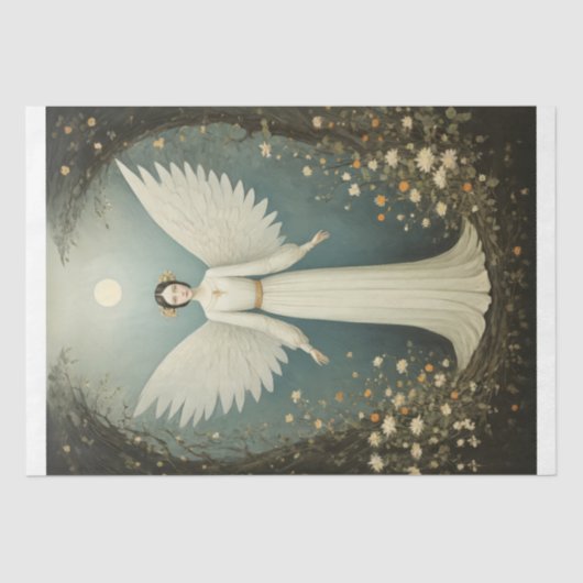 Gestileerde 1920 Engel met bloemen Tissuepapier (Voorkant)