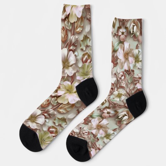 Gestileerde 3d Bloemen in Moss Groen Sokken (Links)