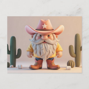 Gestileerde 3D Cowboy Kabouter in Woestijn Briefkaart
