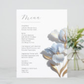 Gestileerde 3D leliebloemen blauw goud Menu (Staand voorkant)