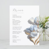 Gestileerde 3D leliebloemen blauw goud Menu (Staand voorkant)
