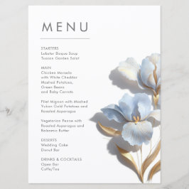 Gestileerde 3D leliebloemen blauw goud Menu