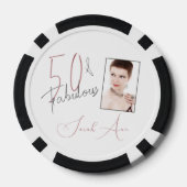 Gestileerde 50 & Fabulous Roze & Zwart Foto Verjaa Poker Chips (Achterkant)