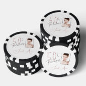 Gestileerde 50 & Fabulous Roze & Zwart Foto Verjaa Poker Chips (Opstapeling)