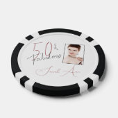 Gestileerde 50 & Fabulous Roze & Zwart Foto Verjaa Poker Chips (Enkel)