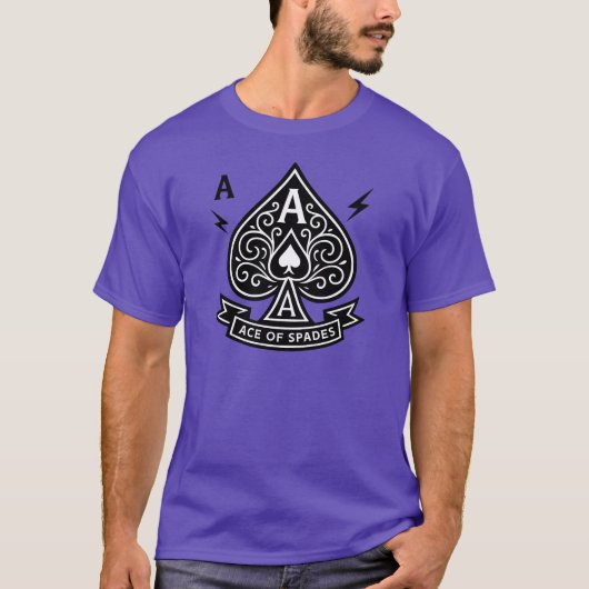 Gestileerde Aas van Schoppen — Art-Deco Vector Emb T-shirt (Voorkant)