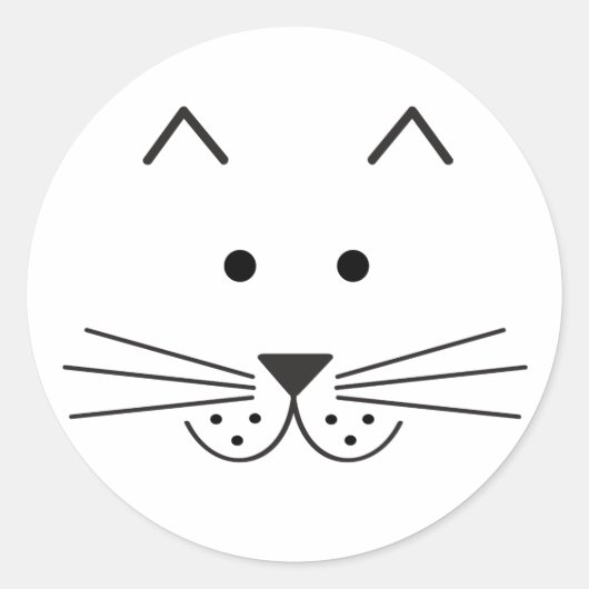 Gestileerde Abstracte Cat Face Illustratie Ontwerp Ronde Sticker (Voorkant)