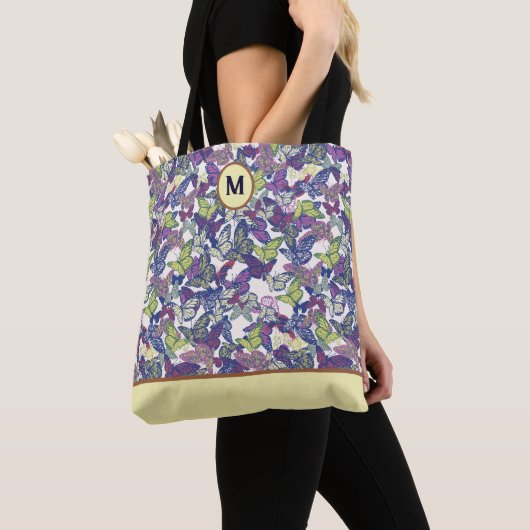 Gestileerde Abstracte  Vlinder Aangepaste Canvas t Tote Bag (Dichtbij)