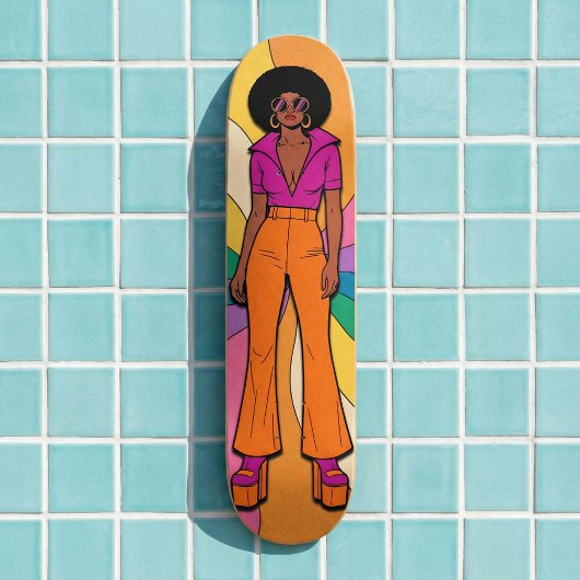 Gestileerde Afro-Amerikaanse jaren 70 Retro Mode Persoonlijk Skateboard