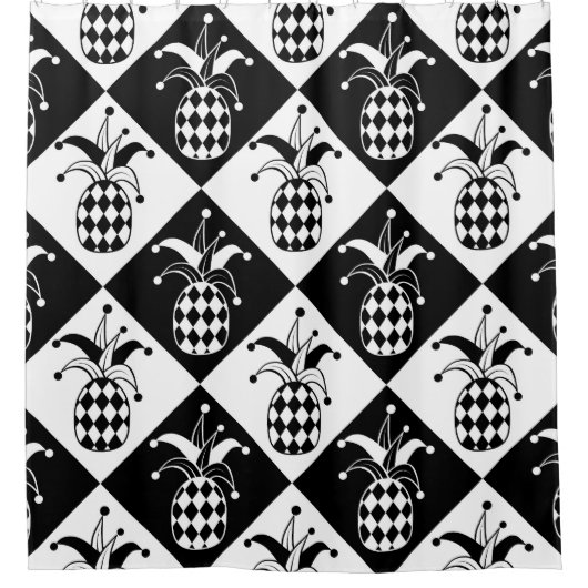 Gestileerde Ananas Harlequin Doodle Patroon Douchegordijn (Voorkant)
