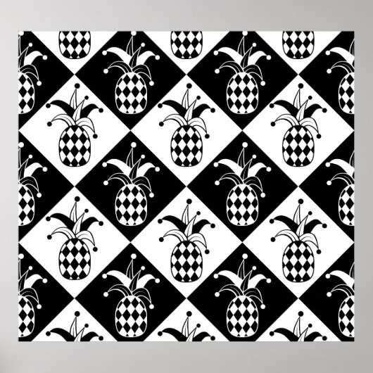 Gestileerde Ananas Harlequin Doodle Patroon Poster (Voorkant)