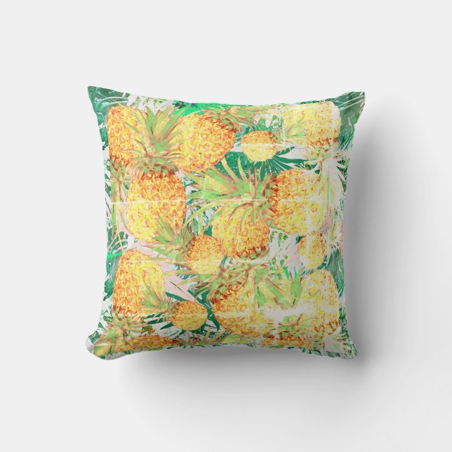 Gestileerde Ananas Palm Patroon Kussen Hoofdkussen (Voorkant)