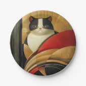 Gestileerde Art Deco Cat Papieren Bordje (Voorkant)