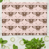 Gestileerde Art Deco vlinder - chocolade en perzik Theedoek (Gevouwen)