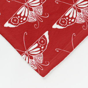 Gestileerde Art Deco vlinder - donkerrood en wit Fleece Deken