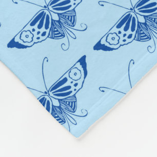 Gestileerde Art Deco vlinder - kobalt en bleekblau Fleece Deken
