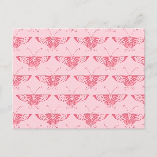 Gestileerde Art Deco vlinder - koraalroze Briefkaart (Voorkant)