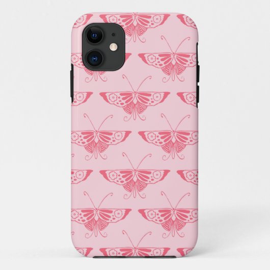 Gestileerde Art Deco vlinder - koraalroze Case-Mate iPhone Case (Achterkant)
