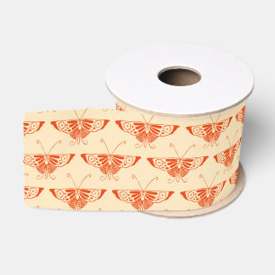 Gestileerde Art Deco vlinder - mandarijn sinaasapp Grosgrain Lint