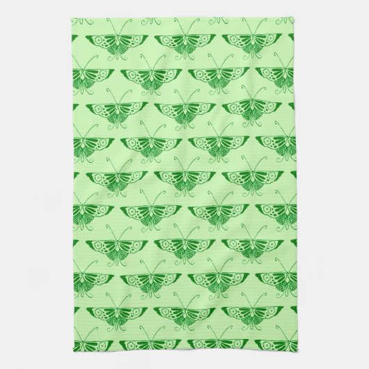 Gestileerde Art Deco vlinder - smaragdgroen Theedoek (Verticaal)