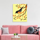Gestileerde Baltimoretroepiaal op tak Canvas Afdruk (Insitu (Woonkamer))