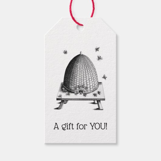  gestileerde bijen en bijenkorven #2 cadeaulabel (Voorkant)