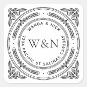 Gestileerde blad retouradreslabels - Op maat gemaa Vierkante Sticker (Voorkant)