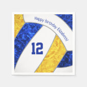 Gestileerde Blauw Goud Meisjes Volleybal Sport Servet (Voorkant)