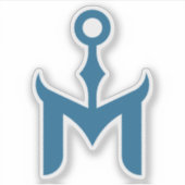 Gestileerde Blauwe Anker en Letter M Sticker (Voorkant)